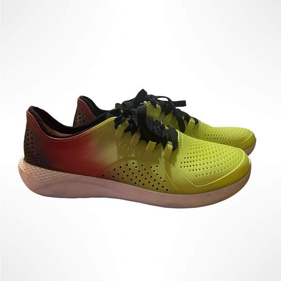 Crocs Men's Lite Rise Sneakers - Yellow a Black and Red. Men’s 9.5 - Picture 1 of 5